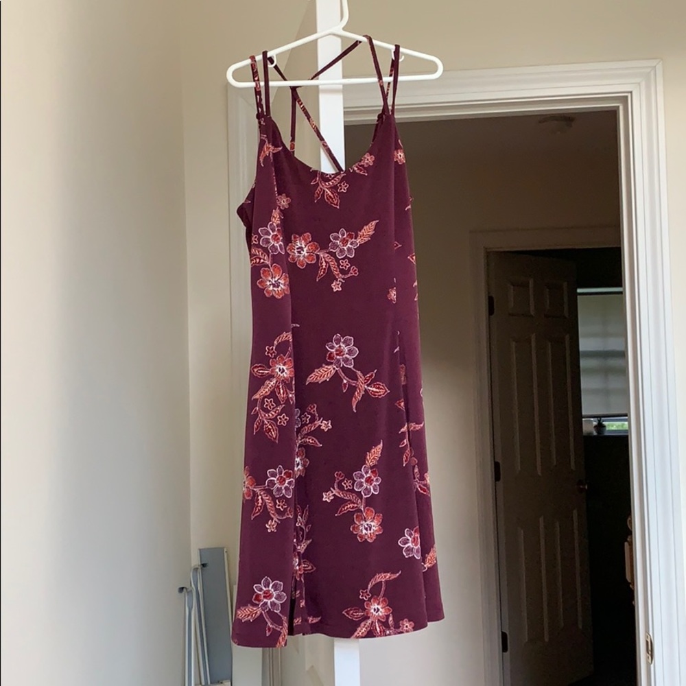 Aeropostale dark red floral dress
